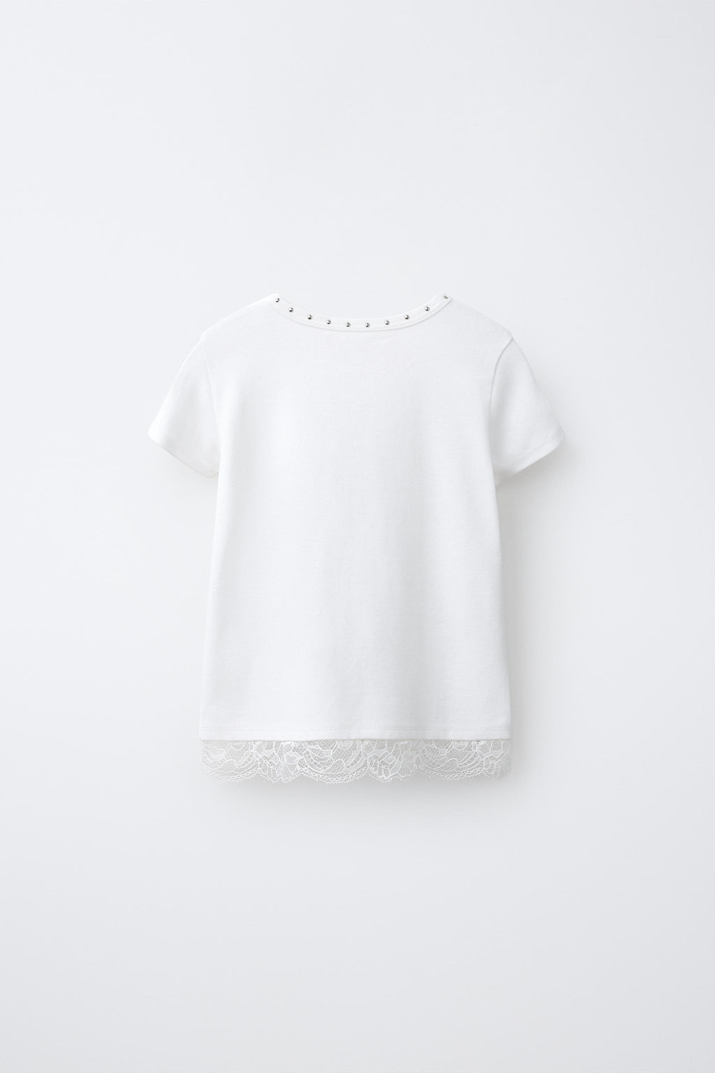 CAMISETA TACHAS BAJO LACE / Blanco - Zara фото 2