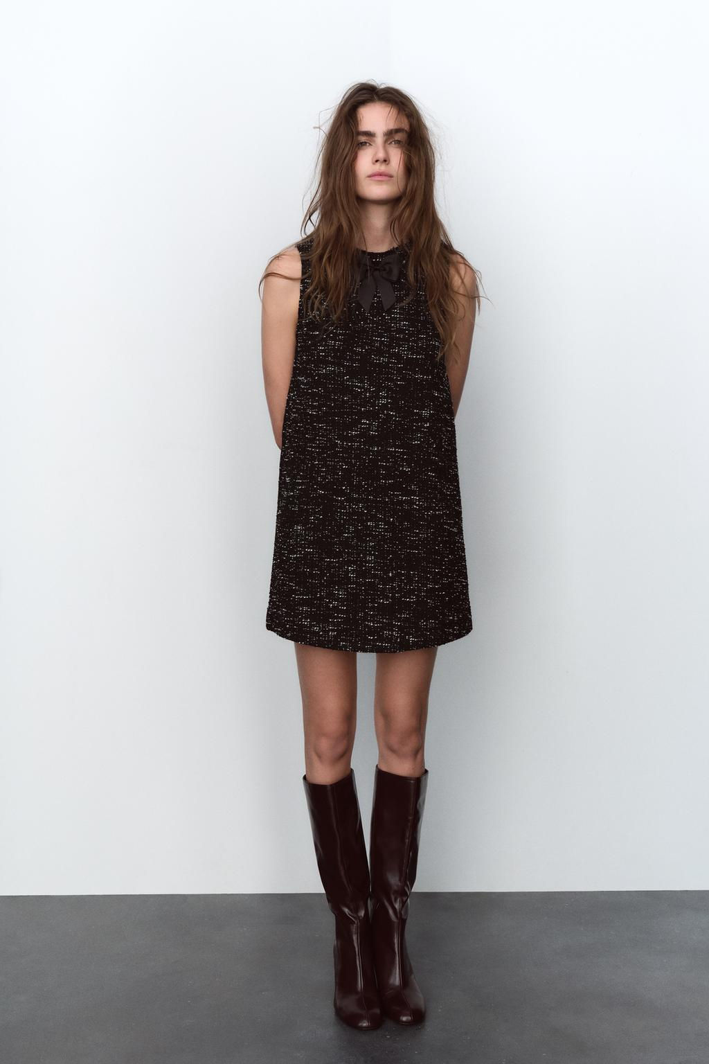 SHORT TEXTURED DRESS WITH TIE - Zara фото 2