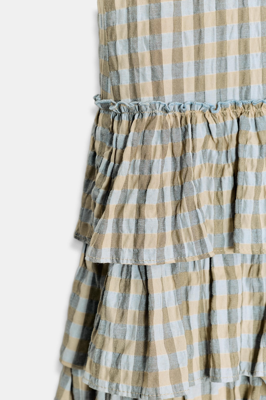 VESTIDO MINI CUADROS VOLANTES / Gris / Beige - Zara фото 9