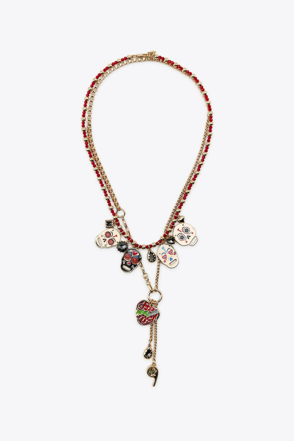 PACK OF 2 ENAMELLED SKULL NECKLACES - Zara фото 2