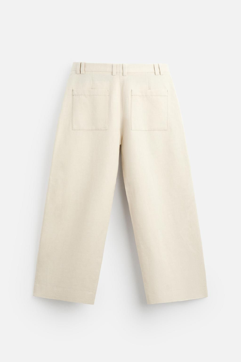 COTTON - LINEN BALLOON FIT TROUSERS - Zara фото 7