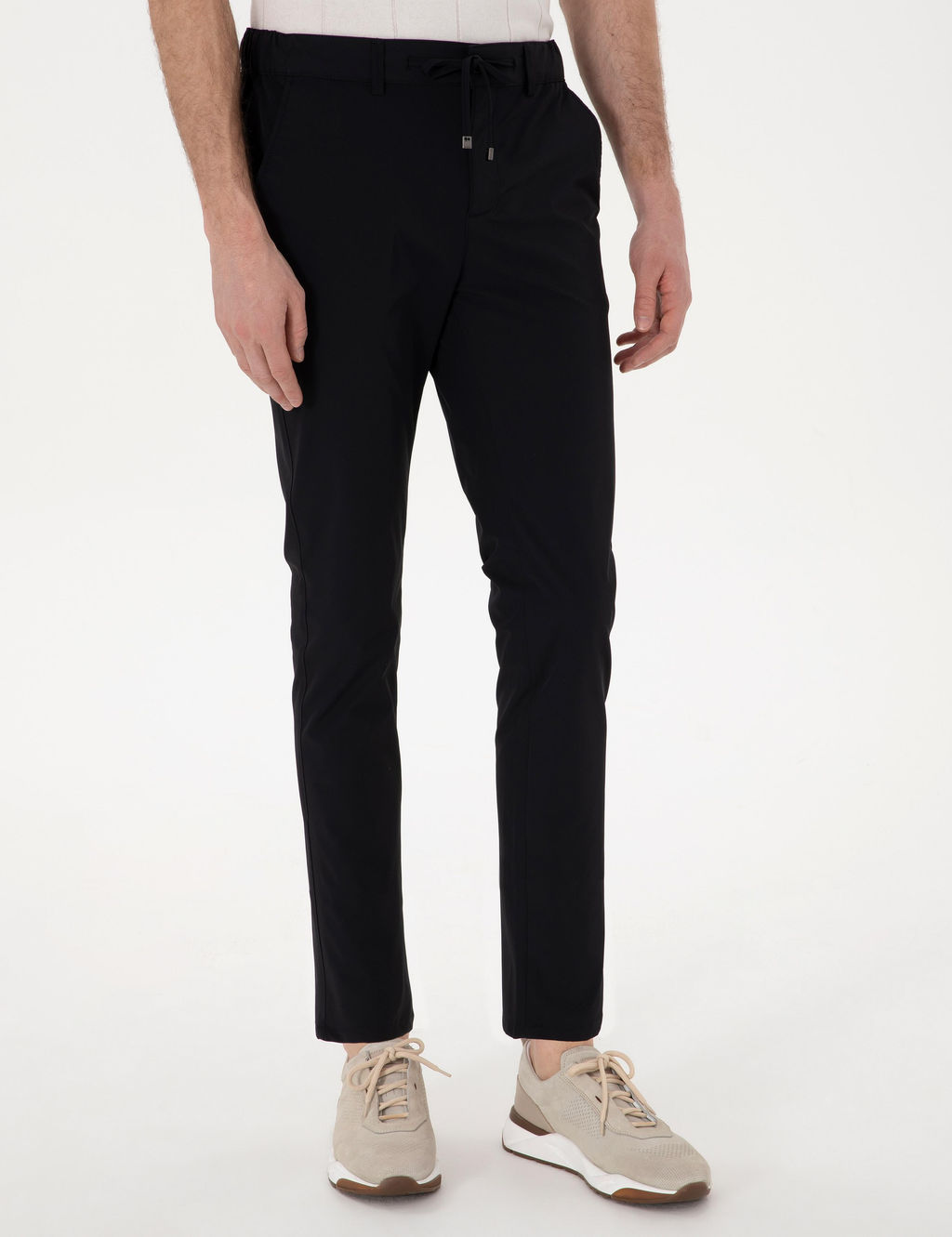 Siyah Slim Fit Jogger Kanvas Pantolon