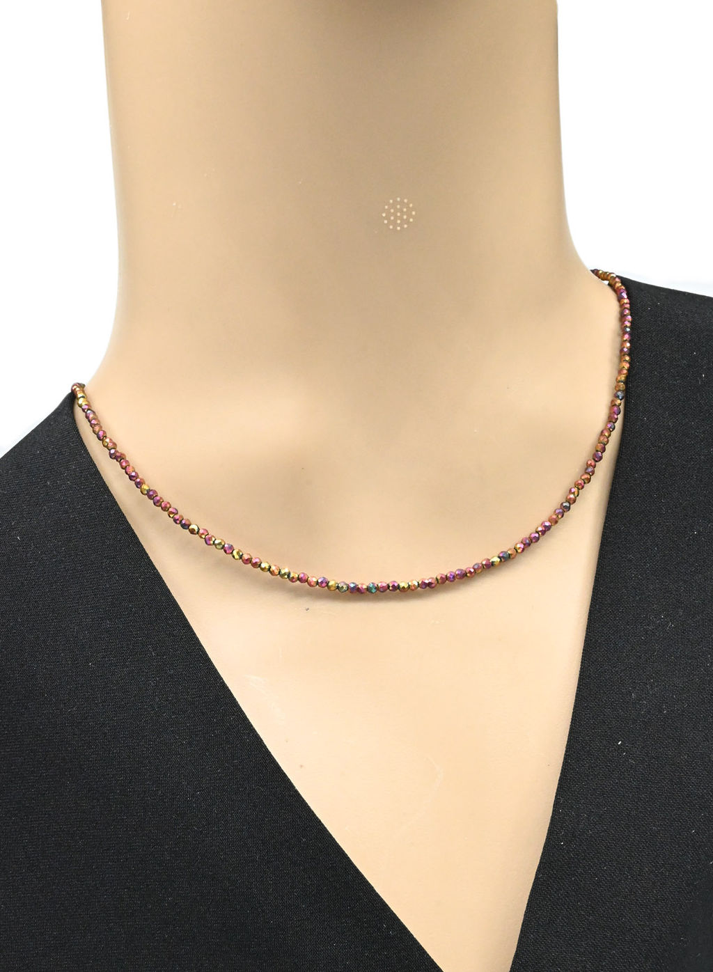 Чокер из циркона шарик гр.2мм цв.хамелеон, 38см