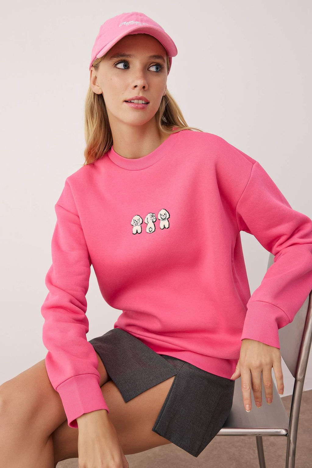 TRENDYOLMILLA Tas Animal Nak?sl? Regular/Normal Kal?p Kal?n Ici Polarl? Orme Sweatshirt TWOAW24SW00196 фото 9