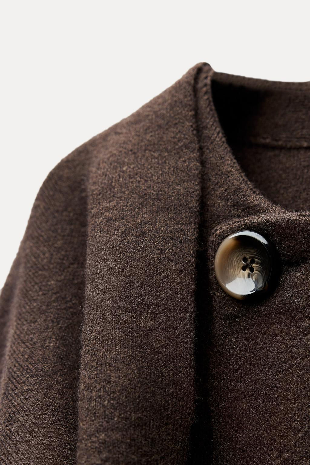 SHORT KNITTED COAT WITH SCARF - Zara фото 7