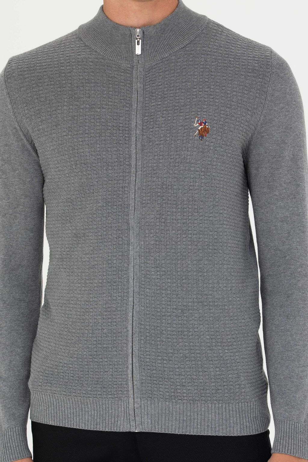 U. S. Polo Assn / Мужской серый меланжевый базовый трикотажный кардиган - U.s. polo assn фото 20