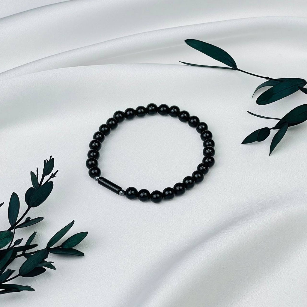 Браслет из черного Агата и Гематита 19 см