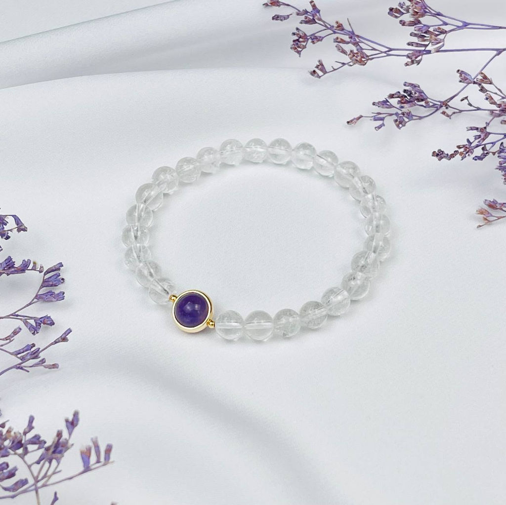 Браслет из Горного Хрусталя и Аметиста - Радуга самоцветов фото 2