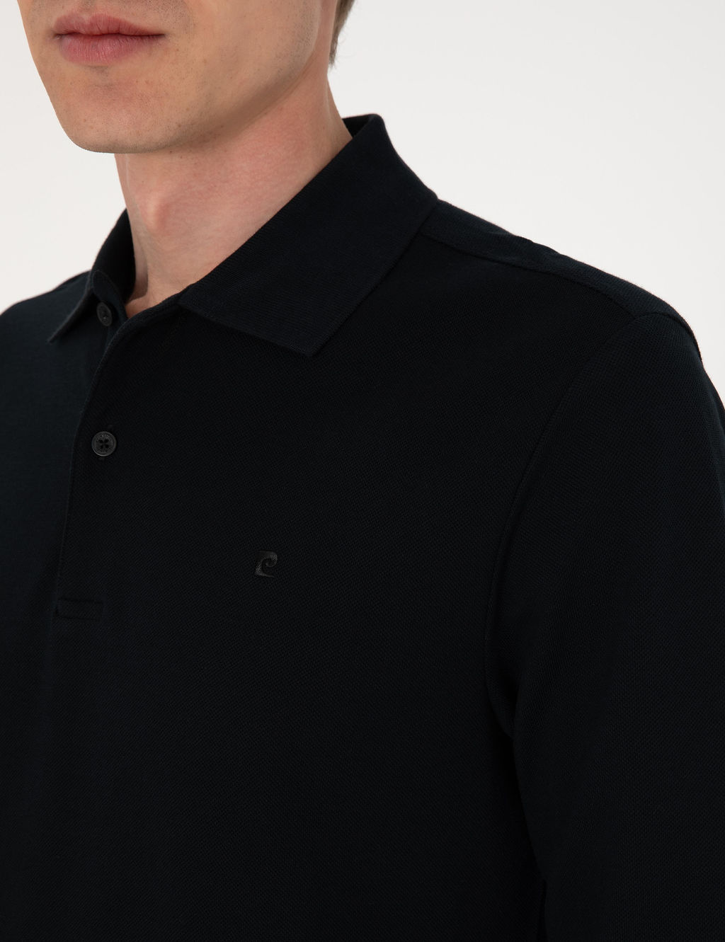 Siyah Slim Fit K_vr_lmaz Polo Yaka Basic Pike Sweatshirt - Pierre cardin фото 6