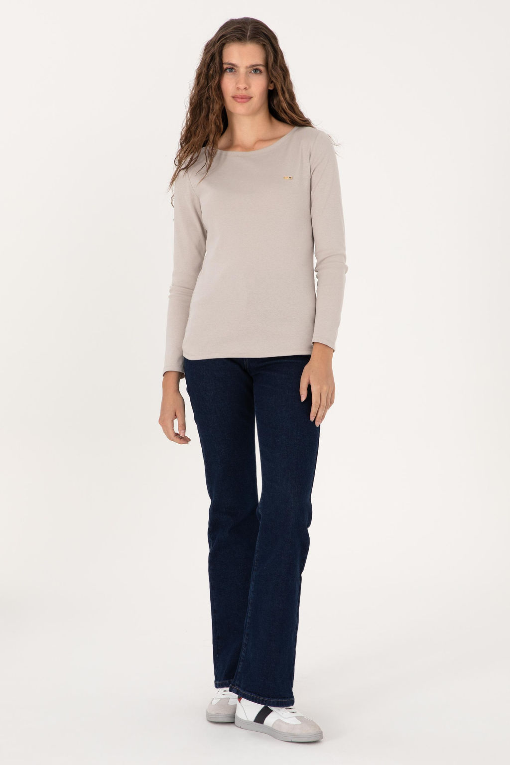 Kad_n Ta_ Slim Bisiklet Yaka Basic Sweatsh_rt