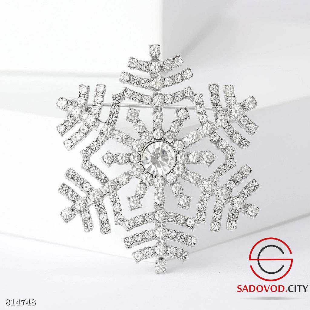 Брошь "Снежинки со стразами"