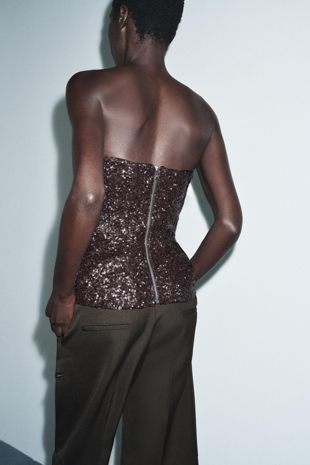 ZW COLLECTION LIMITED EDITION SEQUIN BUSTIER TOP - Zara фото 3