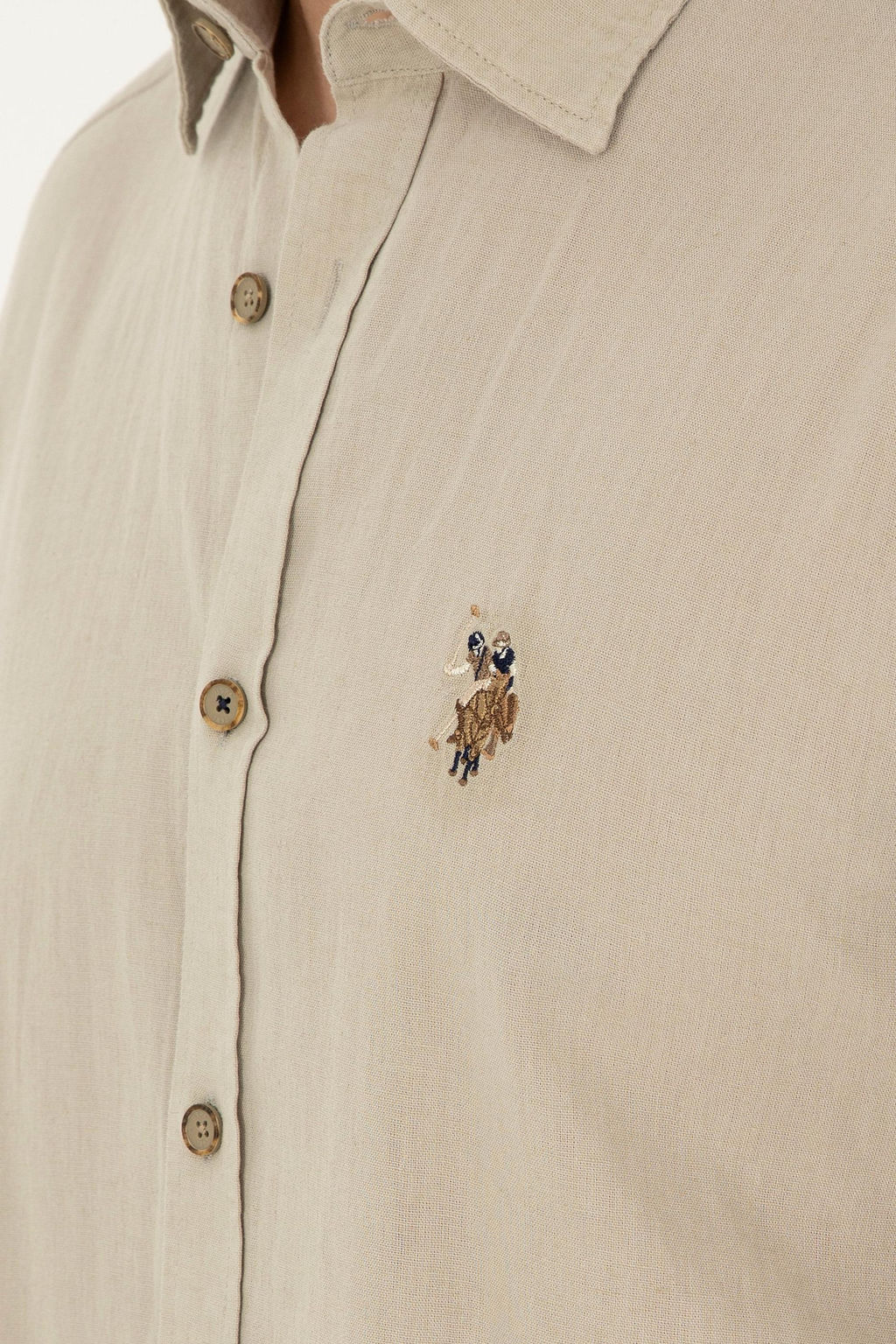 Мужская базовая рубашка цвета хаки с длинным рукавом Неожиданная скидка в корзине - U.s. polo assn фото 7