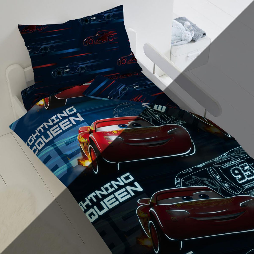 КПБ 1,5 хлопок "Тачки" Neon (70*70) рис. 8877+8879 вид 1 Молния