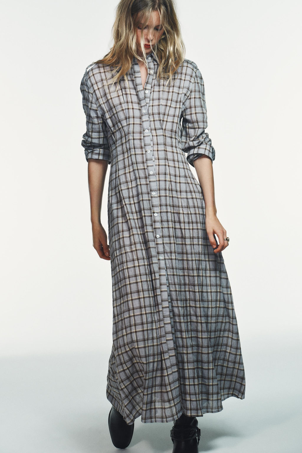 CHECK SHIRT DRESS - Zara фото 9