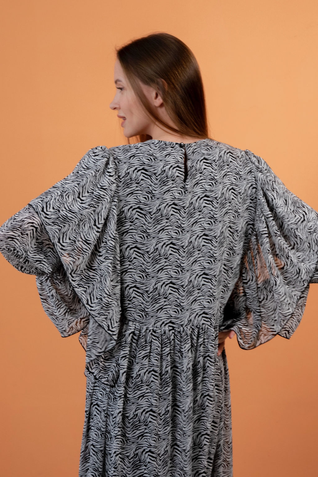 Платье шифон LOVE052/04/Белый, черный