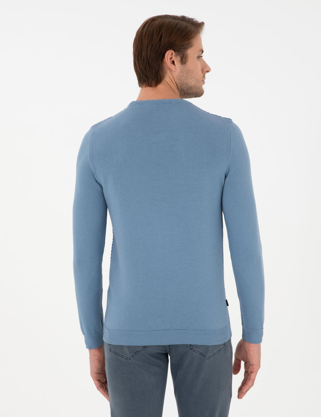 Koyu Mavi Slim Fit Bisiklet Yaka Triko Kazak - Pierre cardin фото 5