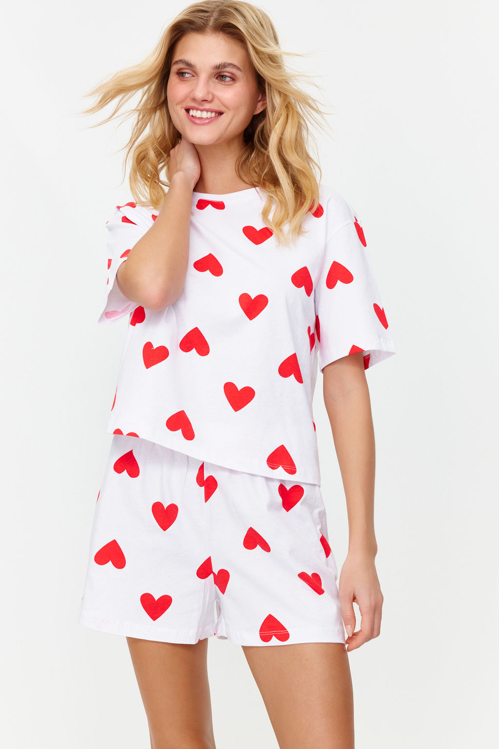 Trendyolmilla Pembe %100 Pamuklu Kalpli Sortlu Orme Pijama Tak?m? THMSS24PT00029 фото 8