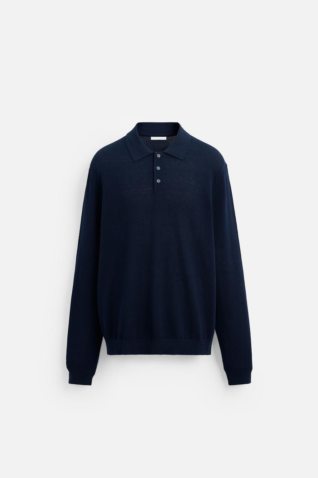 SILK/COTTON KNIT POLO SHIRT - Zara фото 16