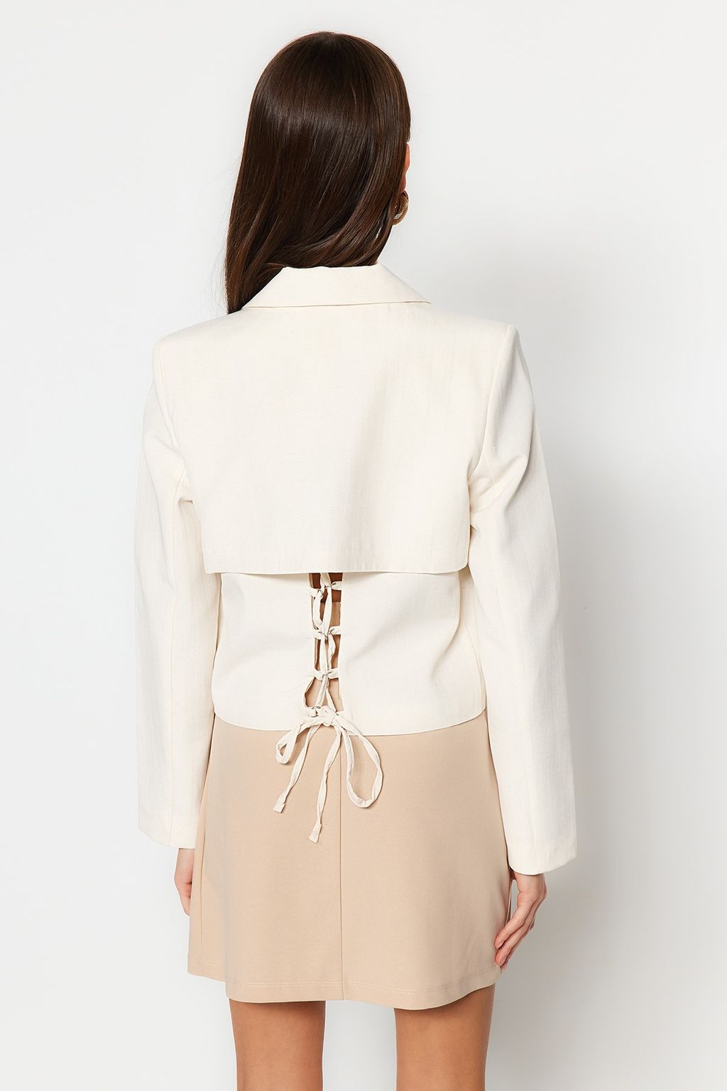 Tas Crop Dokuma Blazer Ceket TWOSS23BC00101 - Trendyolmilla фото 6