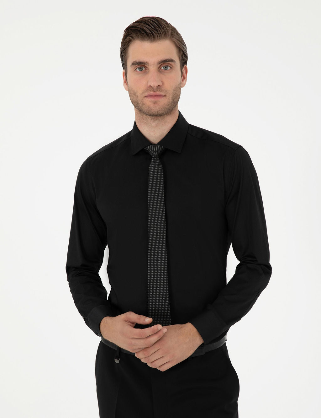 Siyah Ex. Slim Fit Uzun Kollu Basic G_mlek