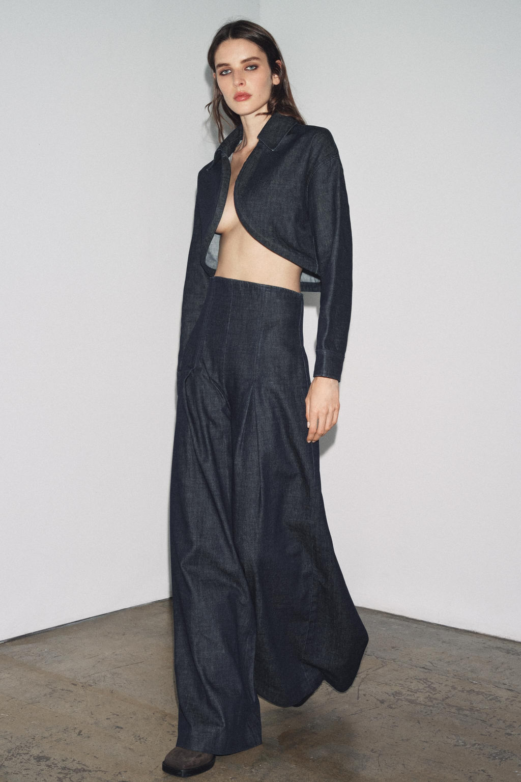 ZW COLLECTION DENIM BOLERO JACKET - Zara фото 4