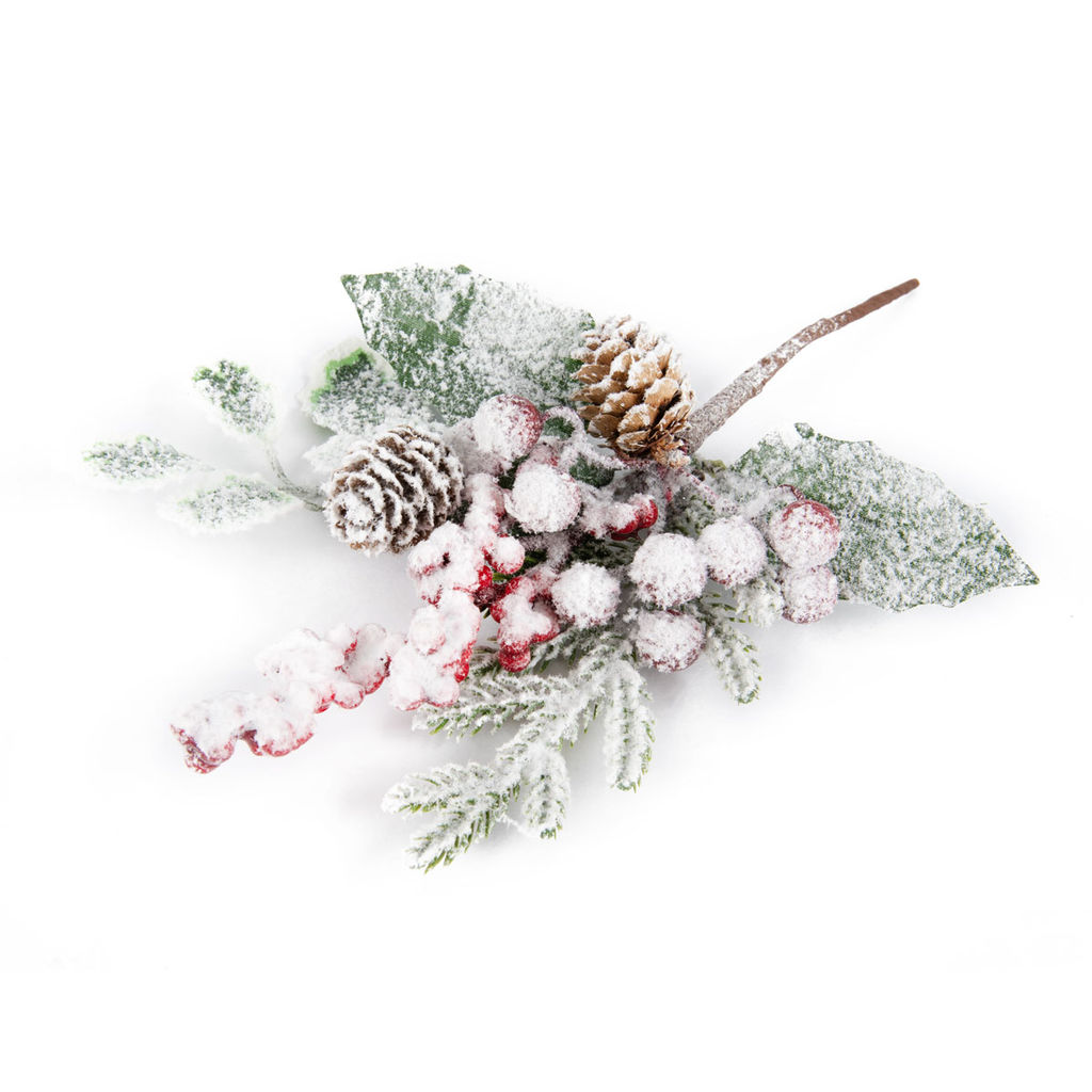 Blumentag VDF-128 Веточка хвойная с шишкой и ягодами 3 х 1 шт. 23 см 01  фото 3