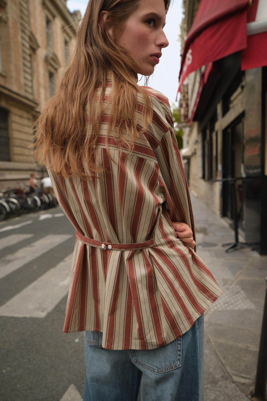 STRIPED SHIRT WITH BACK TAB - Zara фото 3
