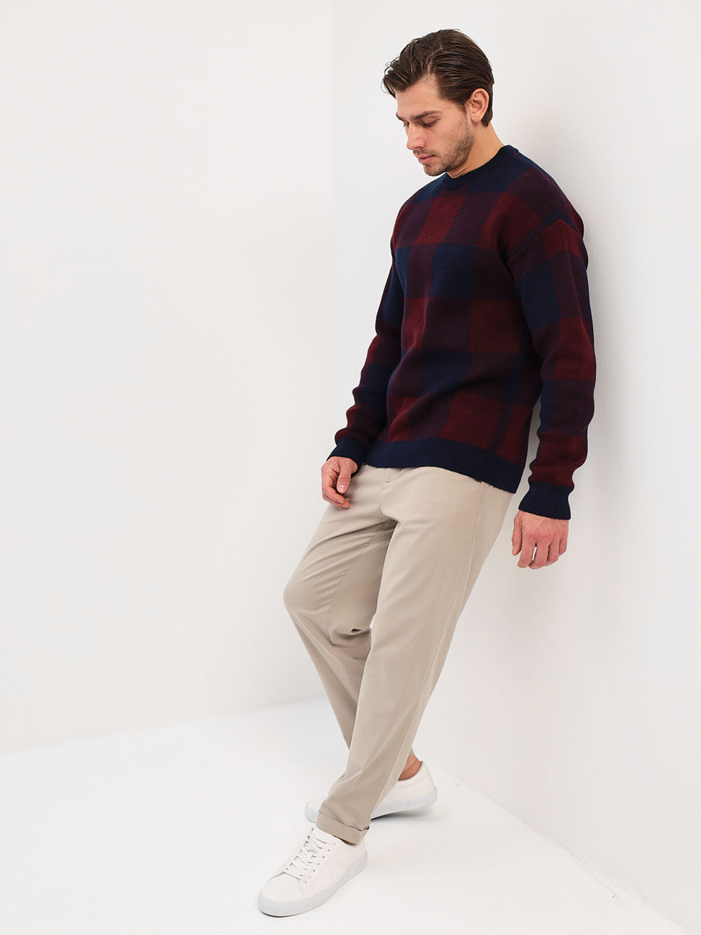 Джемпер мужской CASINO c121-клетка синий 049