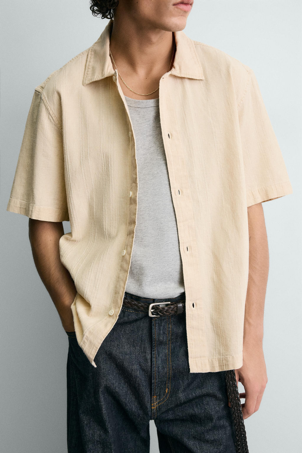 CAMISA ESTRUCTURA LAVADA / Crudo medio - Zara фото 6