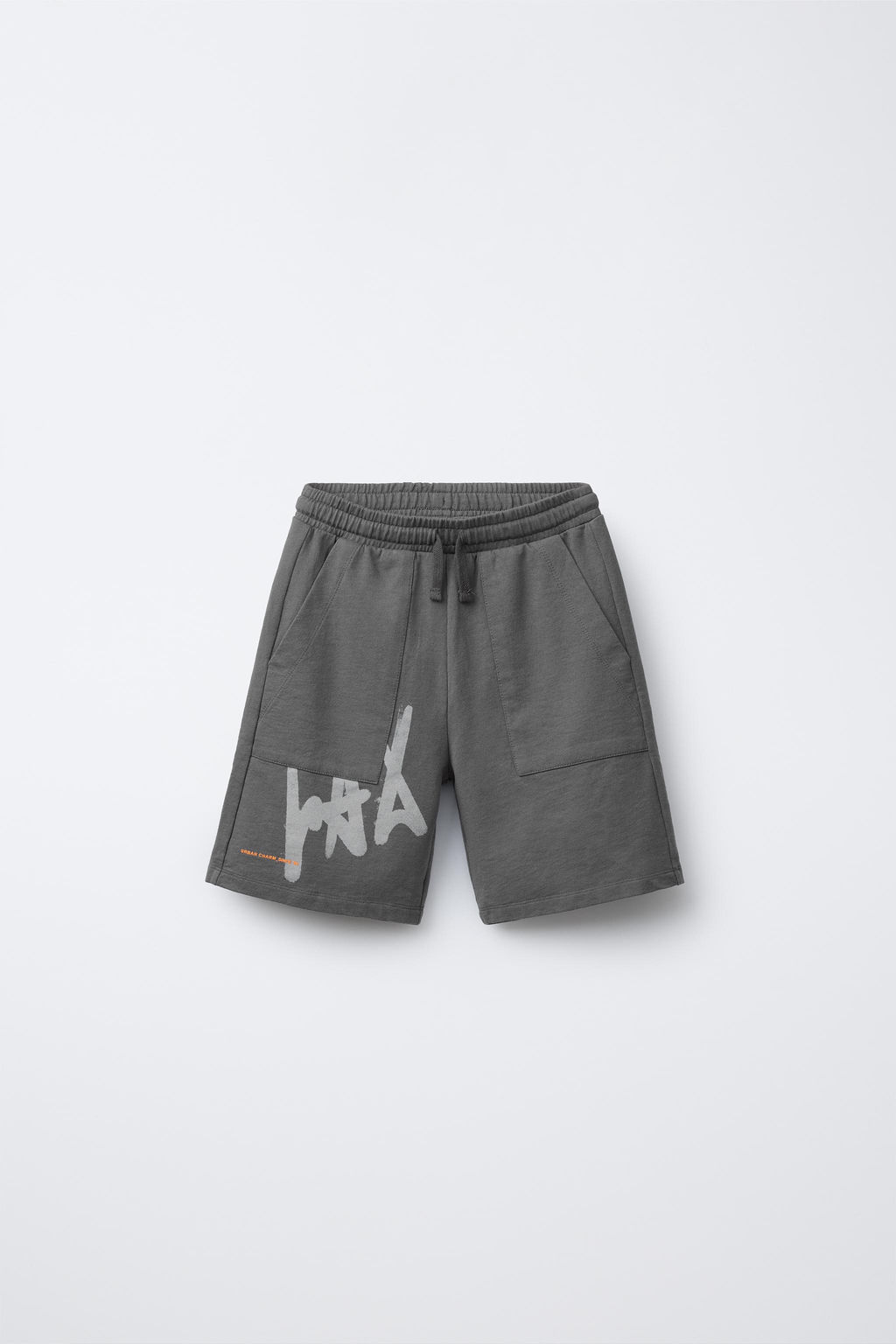 GRAFFITI TEXT STRAIGHT BERMUDA SHORTS