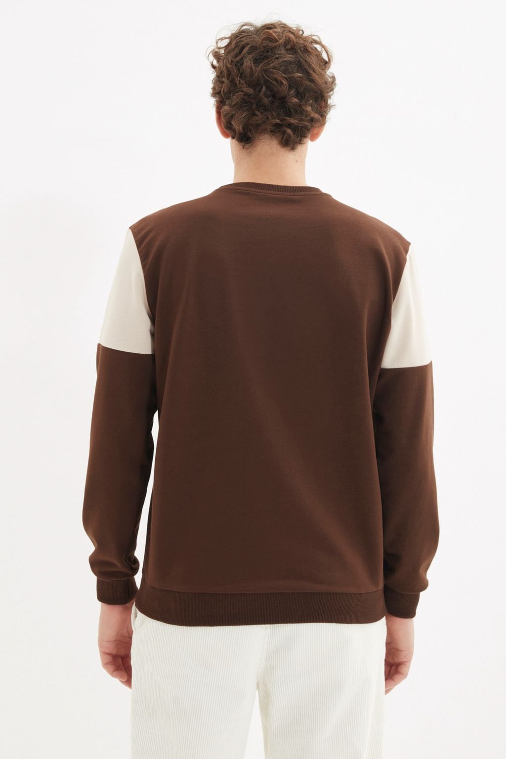 Kahverengi Regular/Normal Kesim Uzun Kollu Panelli Sardonsuz Sweatshirt TMNAW22SW0750 - Trendyolmilla фото 5