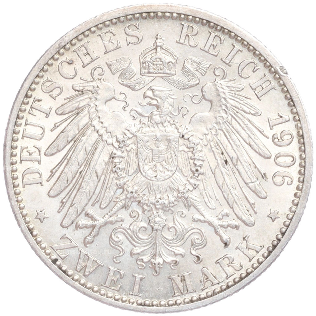 Монета 2 марки 1906 года Германия (Баден) 50 лет свадьбе Фридриха I и Луизы Прусской