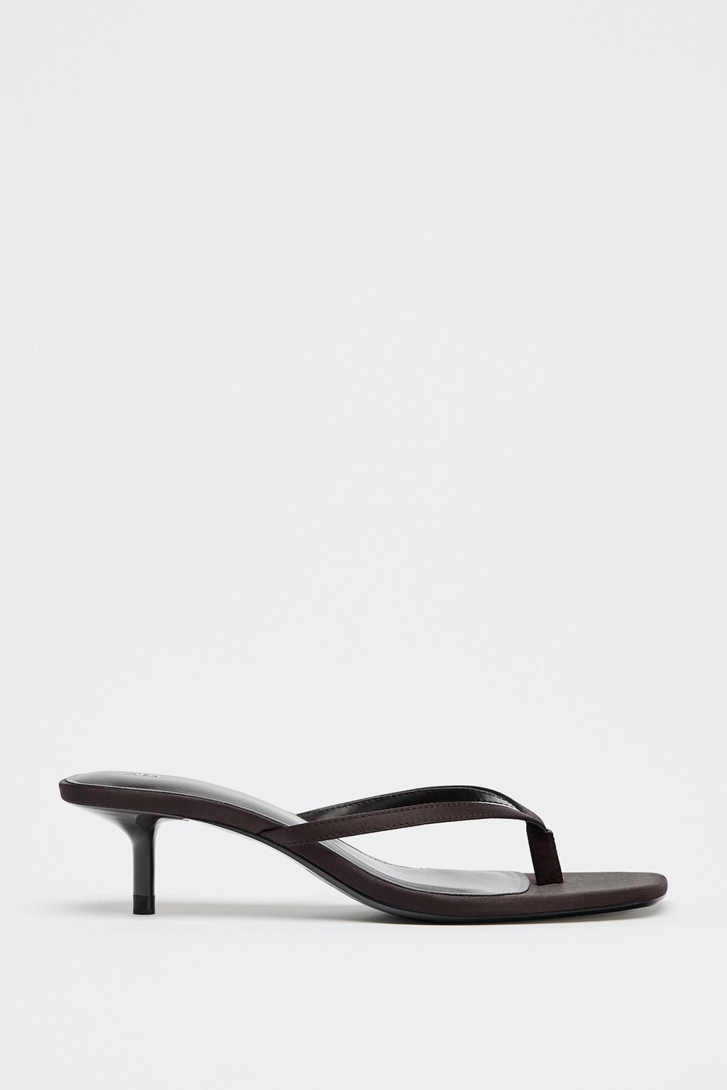SATIN KITTEN-HEEL SANDALS - Zara фото 3