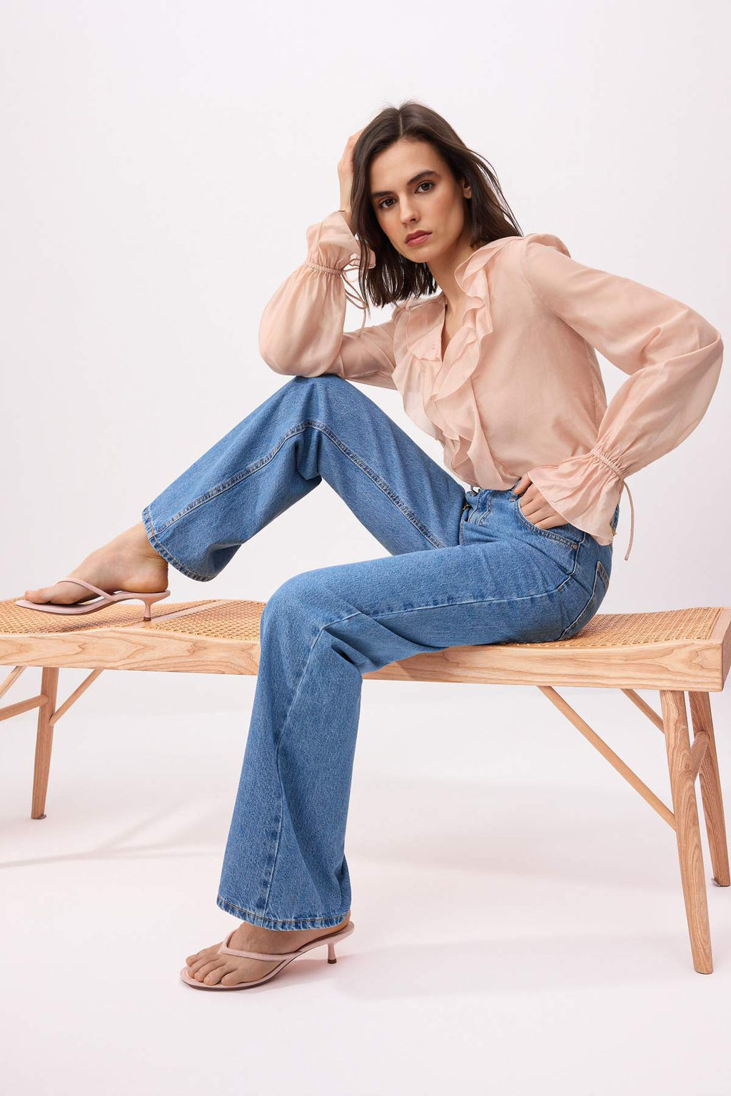 Buz Mavisi Yuksek Bel %100 Pamuk Wide Leg Jeans TWOSS26JE00204 - Trendyolmilla фото 5