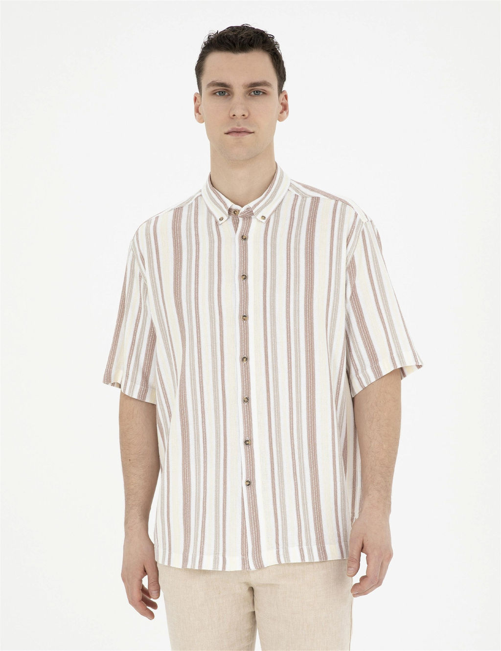 Kahverengi Oversize K_sa Kollu G_mlek