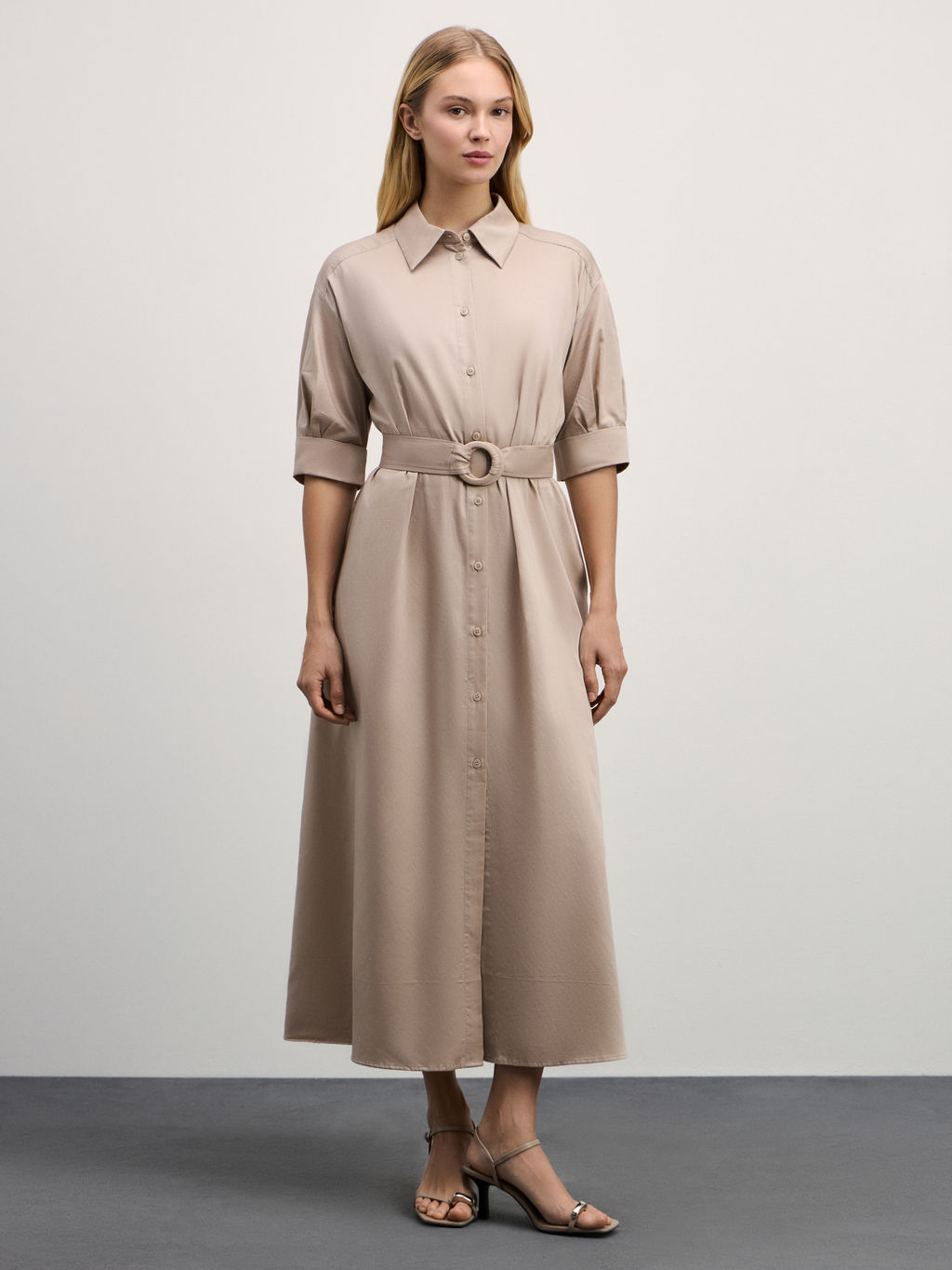 Платье-рубашка с поясом / Zarina фото 4