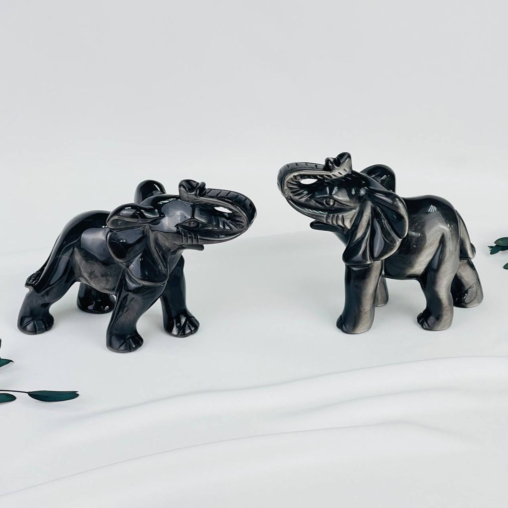 Фигурка Слон из серебристого Обсидиана