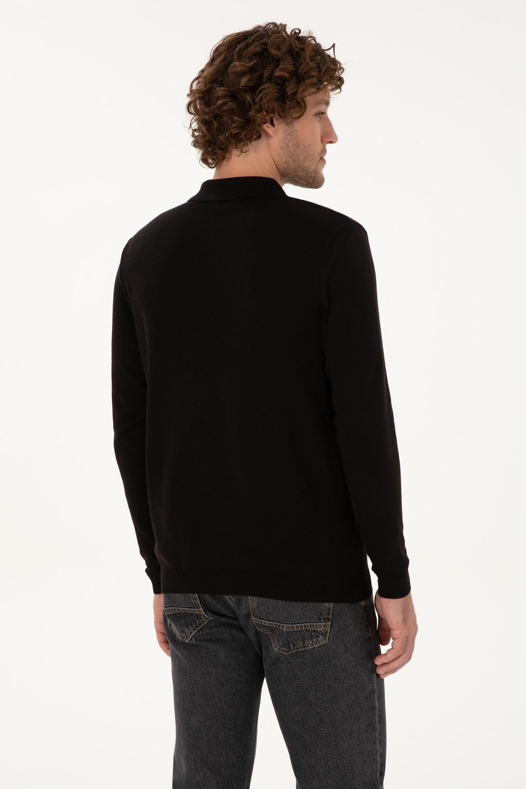 Erkek Slim Fit Polo Yaka Siyah Basic Kazak - U.s. polo assn фото 11