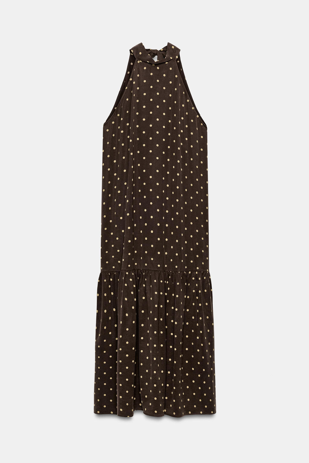 VESTIDO HALTER LUNARES ZW COLLECTION / Marr?n / Crudo - Zara фото 5