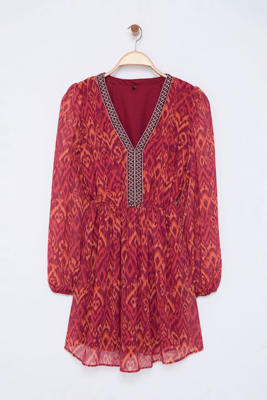 TRENDYOLMILLA Bordo Cicekli Mini Dokuma Elbise TWOAW25EL00182 фото 11