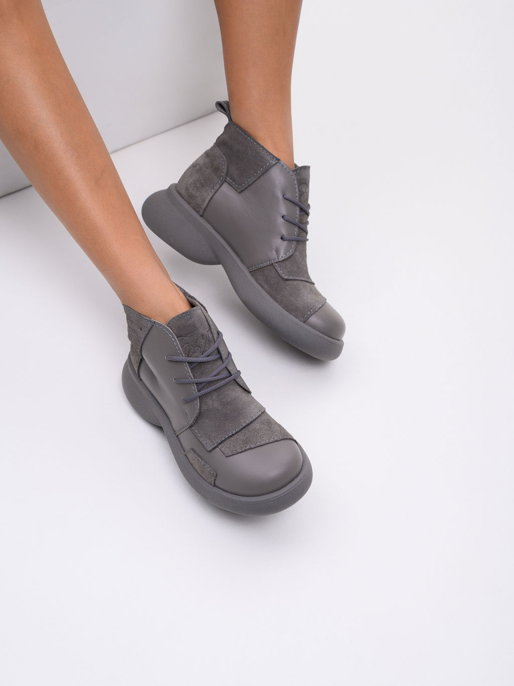 Ботинки EDART 305.927gr. Серый замок замша+серый игуана+серый/мех фото 11