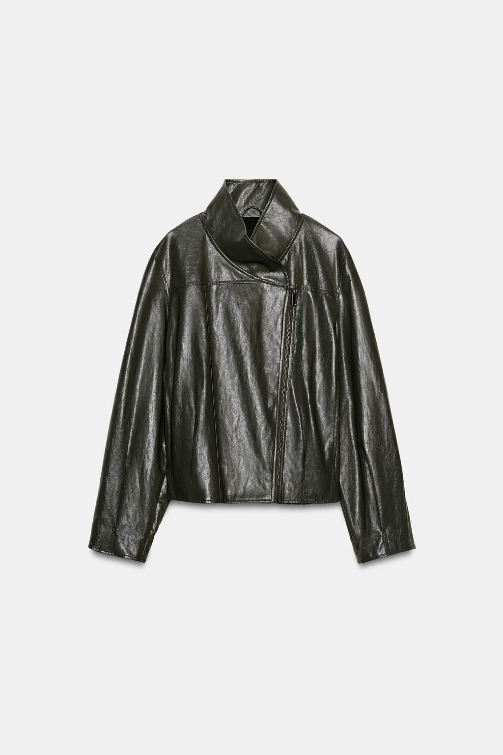 CHAQUETA EFECTO PIEL ZW COLLECTION / Gris - Zara фото 8