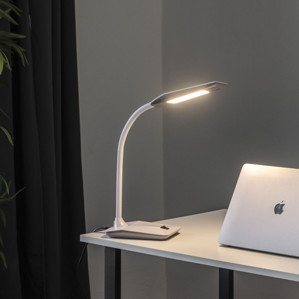 TLD-545 Grey-White/LED/350Lm/3500K Светильник настольный, 4W. Механический выключатель. Серый с белым. ТМ Uniel