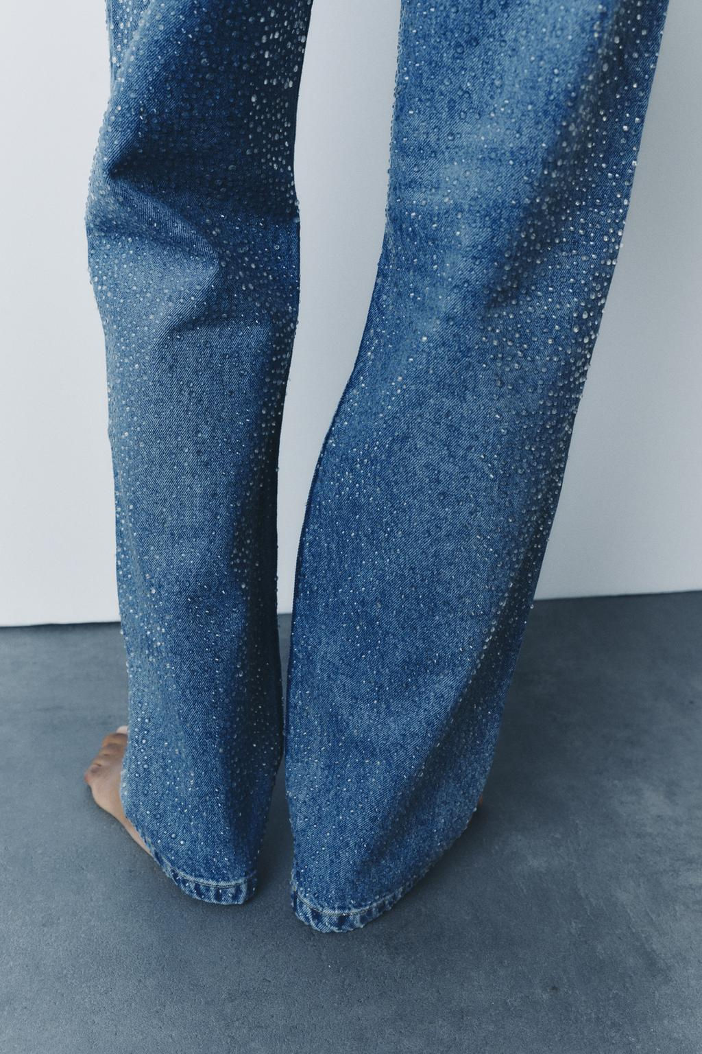 ZW COLLECTION MID-RISE JEANS WITH RHINESTONES - Zara фото 2