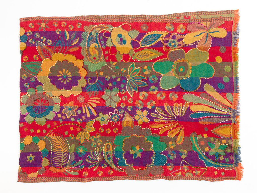 Палантин с вышивкой (шерсть вареная) в ассортименте № Тк906/58 - Ганг фото 2