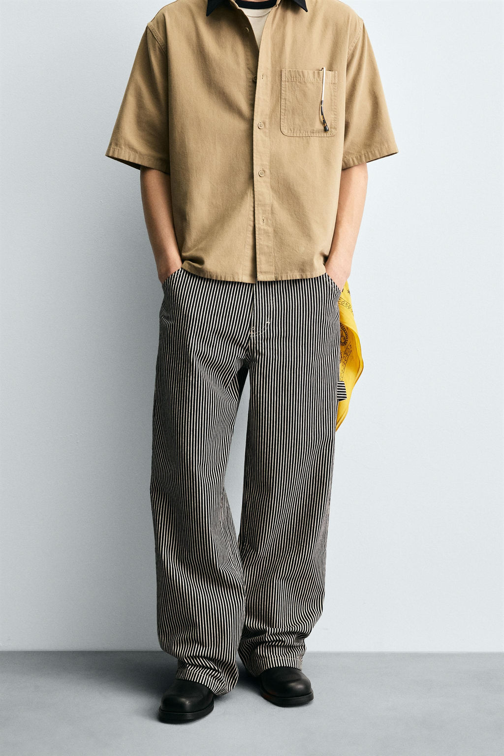 BAGGY FIT STRIPED CARPENTER TROUSERS - Zara фото 2