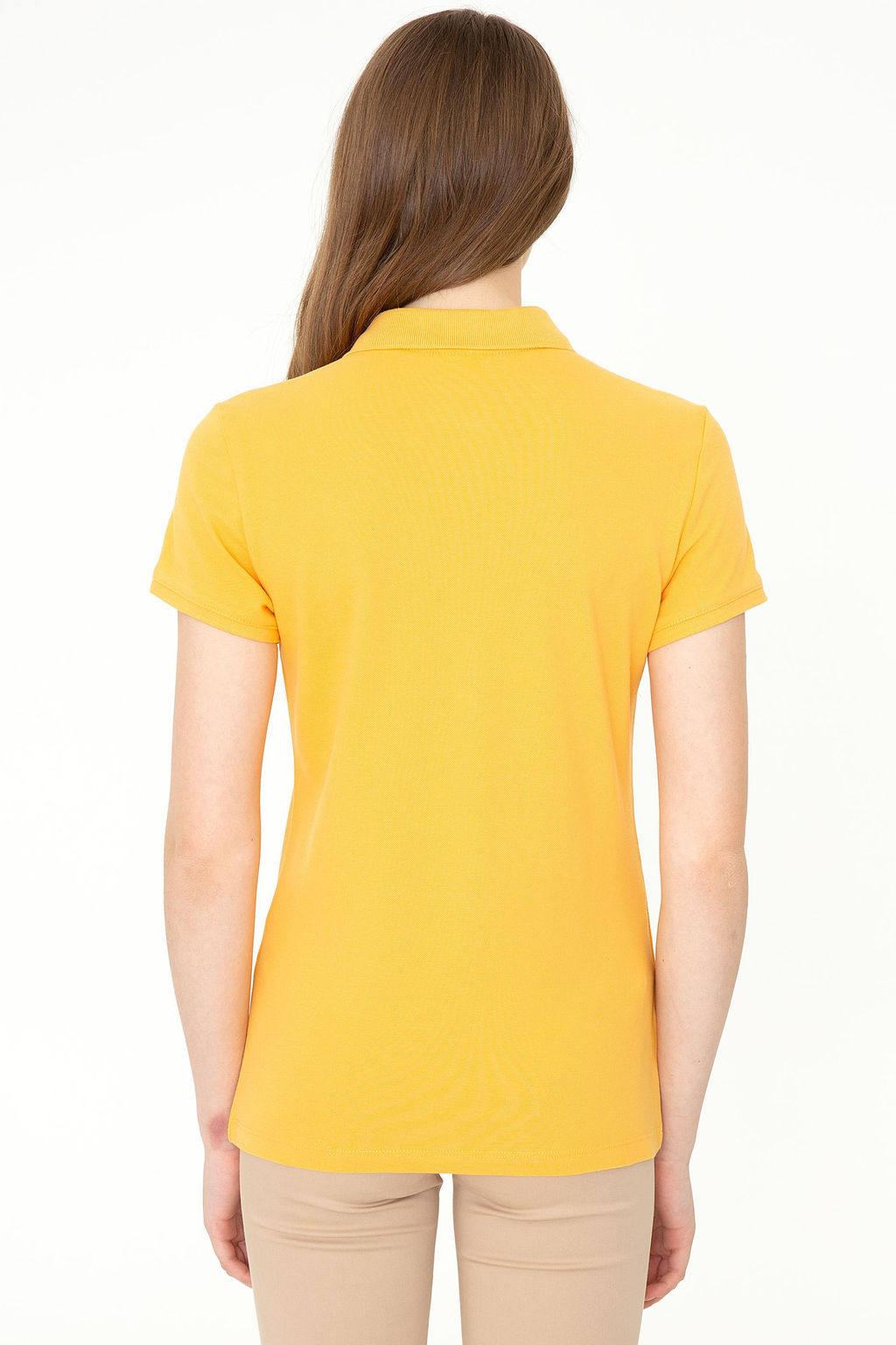 Женская желтая базовая футболка с воротником-поло Неожиданная скидка в корзине - U.s. polo assn фото 4