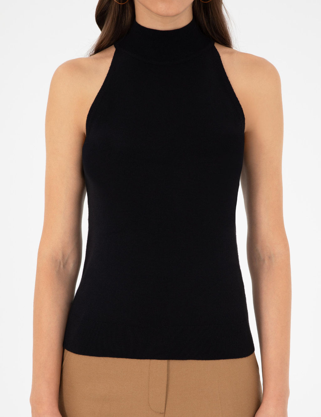 Блузка Pierre Cardin Slim Fit черная трикотажная