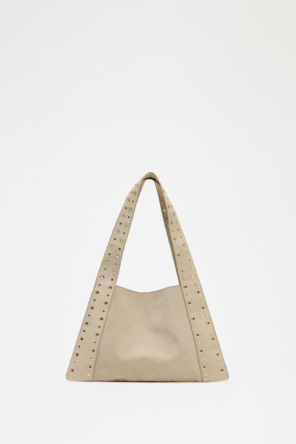 SPLIT SUEDE STUDDED SHOULDER BAG - Zara фото 3